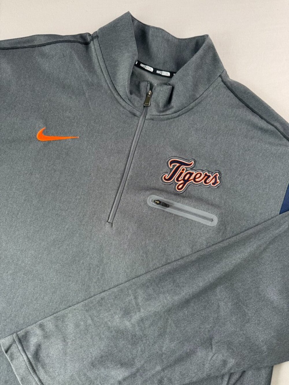 Detroit Tigers Nike Quarter Zip Pullover Men's XXL Gray Navy MLB Baseball Sports